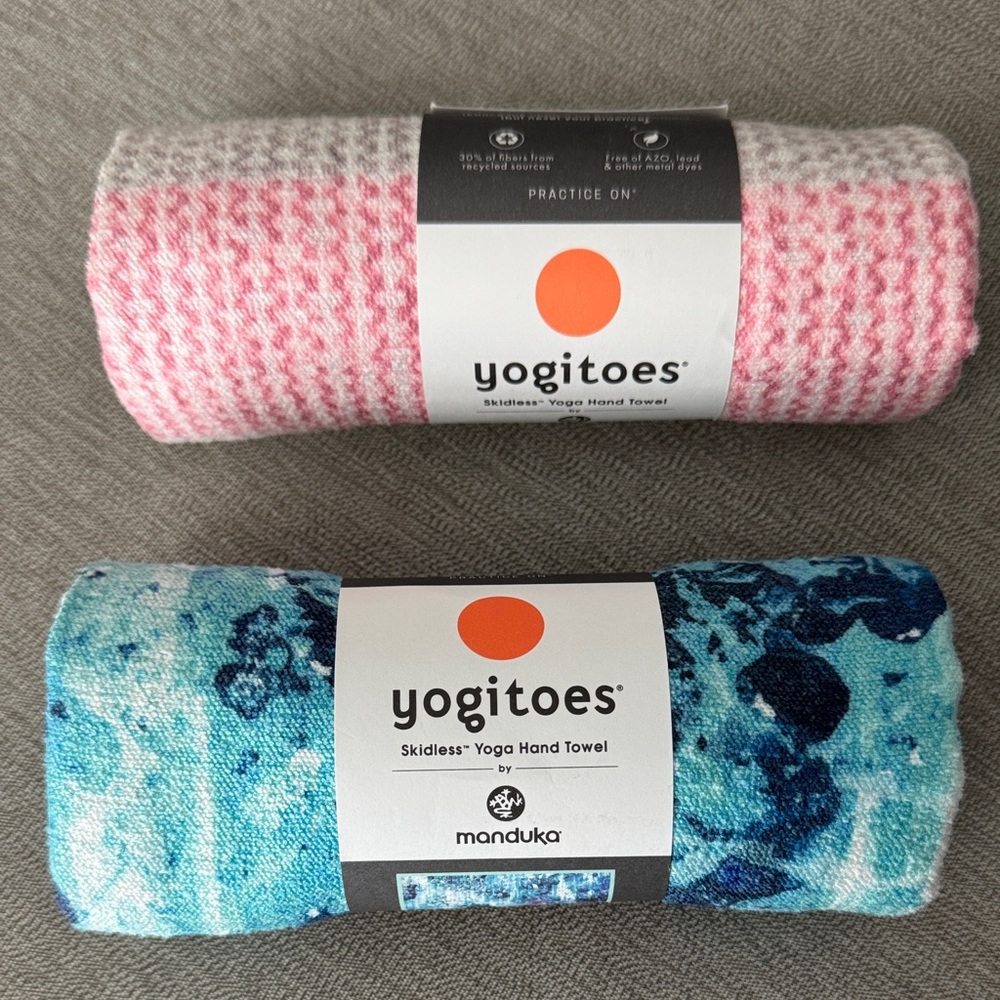 Manduka Yogitoes Skidless Yoga Hand Towels - Pink and Blue